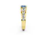 Yellow gold Fancy Blue Cushion  Brilliant Solitaire with Side Stones on a Pave Band and Four-Prong Setting_38