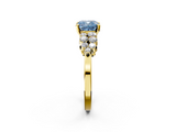 Yellow gold Fancy Blue Cushion  Cluster Diamond Engagement Ring with Pavé Band and Four-Prong Setting_54