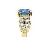 Yellow gold Fancy Blue Cushion  Cluster Diamond Engagement Ring with Pavé Band and Four-Prong Setting_57