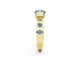 Yellow gold Fancy Blue Cushion Cut Brilliant Channel-Set Diamond Ring with Bezel Prong Setting_2