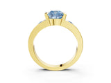 Yellow gold Fancy Blue Cushion Cut Brilliant Channel-Set Diamond Ring with Bezel Prong Setting_3
