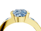 Yellow gold Fancy Blue Cushion Cut Brilliant Channel-Set Diamond Ring with Bezel Prong Setting_4