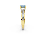 Yellow gold Fancy Blue Cushion Cut Brilliant Diamond Pavé Band with Six-Prong Setting_2