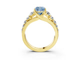 Yellow gold Fancy Blue Cushion Cut Brilliant Diamond Pavé Band with Six-Prong Setting_3