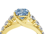 Yellow gold Fancy Blue Cushion Cut Brilliant Diamond Pavé Band with Six-Prong Setting_4