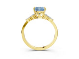 Yellow gold Fancy Blue Cushion Cut Brilliant Diamond Solitaire Ring with Pear Side Stones and Four-Prong Setting_6