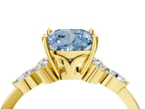 Yellow gold Fancy Blue Cushion Cut Brilliant Diamond Solitaire Ring with Pear Side Stones and Four-Prong Setting_7