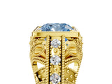 Yellow gold Fancy Blue Cushion Cut Brilliant Milgrain Filigree Diamond Ring with Square Prong Setting_11