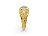 Yellow gold Fancy Blue Cushion Cut Brilliant Milgrain Filigree Diamond Ring with Square Prong Setting_14