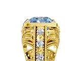 Yellow gold Fancy Blue Cushion Cut Brilliant Milgrain Filigree Diamond Ring with Square Prong Setting_17