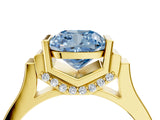 Yellow gold Fancy Blue Cushion Cut Brilliant Solitaire Diamond Ring with Channel Set Band and Bar Prong Setting_22