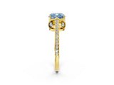 Yellow gold Fancy Blue Cushion  Cut Cathedral Pave Diamond Engagement Ring with Six-Prong Setting_34