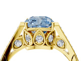 Yellow gold Fancy Blue Cushion  Cut Cathedral Pave Diamond Engagement Ring with Six-Prong Setting_36