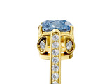 Yellow gold Fancy Blue Cushion  Cut Cathedral Pave Diamond Engagement Ring with Six-Prong Setting_37
