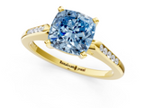 Yellow gold Fancy Blue Cushion  Cut Channel Set Solitaire Engagement Ring with Four-Prong Setting_162