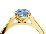 Yellow gold Fancy Blue Cushion  Cut Channel Set Solitaire Engagement Ring with Four-Prong Setting_165