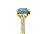 Yellow gold Fancy Blue Cushion  Cut Channel Set Solitaire Engagement Ring with Four-Prong Setting_166
