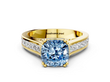 Yellow gold Fancy Blue Cushion  Cut Channel Set Solitaire Engagement Ring with Prong Setting_20