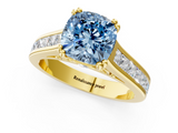 Yellow gold Fancy Blue Cushion  Cut Channel Set Solitaire Engagement Ring with Prong Setting_21