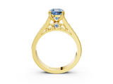 Yellow gold Fancy Blue Cushion  Cut Channel Set Solitaire Engagement Ring with Prong Setting_23