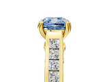 Yellow gold Fancy Blue Cushion  Cut Channel Set Solitaire Engagement Ring with Prong Setting_25