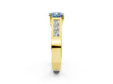 Yellow gold Fancy Blue Cushion Cut Cut Channel Set Solitaire Ring with Four-Prong Setting_2