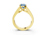 Yellow gold Fancy Blue Cushion Cut Cut Channel Set Solitaire Ring with Four-Prong Setting_3
