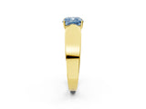 Yellow gold Fancy Blue Cushion Cut Cut Diamond Channel Set Solitaire Ring with Four-Prong Setting_2