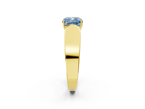 Yellow gold Fancy Blue Cushion Cut Cut Diamond Channel Set Solitaire Ring with Four-Prong Setting_2