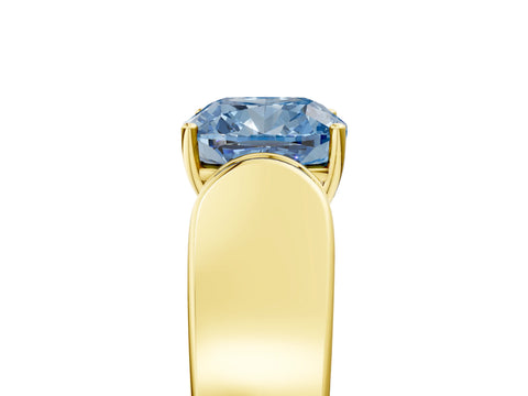 Yellow gold Fancy Blue Cushion Cut Cut Diamond Channel Set Solitaire Ring with Four-Prong Setting_5