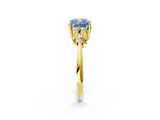 Yellow gold Fancy Blue Cushion Cut Cut Diamond Cluster Ring with Solitaire Band and Four-Prong Setting_14