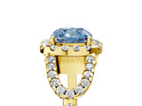 Yellow gold Fancy Blue Cushion Cut Cut Diamond Halo Engagement Ring with Open Split Pavé Band_5