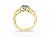 Yellow gold Fancy Blue Cushion Cut Cut Halo Diamond Infinity Band with Four-Prong Setting_3