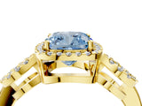 Yellow gold Fancy Blue Cushion Cut Cut Halo Diamond Infinity Band with Four-Prong Setting_4