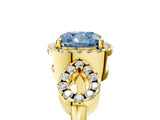 Yellow gold Fancy Blue Cushion Cut Cut Halo Diamond Infinity Band with Four-Prong Setting_5