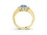 Yellow gold Fancy Blue Cushion Cut Cut Halo Diamond Pavé Engagement Ring with Milgrain Detailing_3