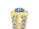 Yellow gold Fancy Blue Cushion Cut Cut Halo Split Shank Prong Set Ring_29