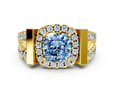 Yellow gold Fancy Blue Cushion Cut Cut Halo Split Shank Prong Set Ring_36