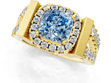 Yellow gold Fancy Blue Cushion Cut Cut Halo Split Shank Prong Set Ring_37