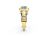 Yellow gold Fancy Blue Cushion Cut Cut Halo Split Shank Prong Set Ring_38