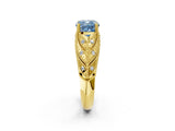Yellow gold Fancy Blue Cushion Cut Cut Milgrain Pave Diamond Engagement Ring with Four-Prong Setting_17