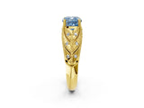 Yellow gold Fancy Blue Cushion Cut Cut Milgrain Pave Diamond Engagement Ring with Four-Prong Setting_5
