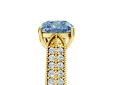 Yellow gold Fancy Blue Cushion Cut Cut Pave Split Shank Engagement Ring with Four-Prong Setting_5