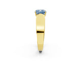 Yellow gold Fancy Blue Cushion Cut Diamond Channel Set Solitaire Ring with Four-Prong Setting_14