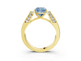 Yellow gold Fancy Blue Cushion Cut Diamond Channel Set Solitaire Ring with Four-Prong Setting_15