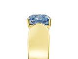Yellow gold Fancy Blue Cushion Cut Diamond Channel Set Solitaire Ring with Four-Prong Setting_17