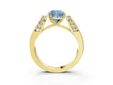 Yellow gold Fancy Blue Cushion Cut Diamond Channel Set Solitaire Ring with Four-Prong Setting_39