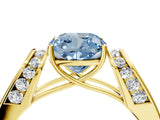 Yellow gold Fancy Blue Cushion Cut Diamond Channel Set Solitaire Ring with Four-Prong Setting_40