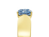 Yellow gold Fancy Blue Cushion Cut Diamond Channel Set Solitaire Ring with Four-Prong Setting_41