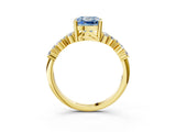 Yellow gold Fancy Blue Cushion Cut Diamond Cluster Pavé Band with Four-Prong Setting_15